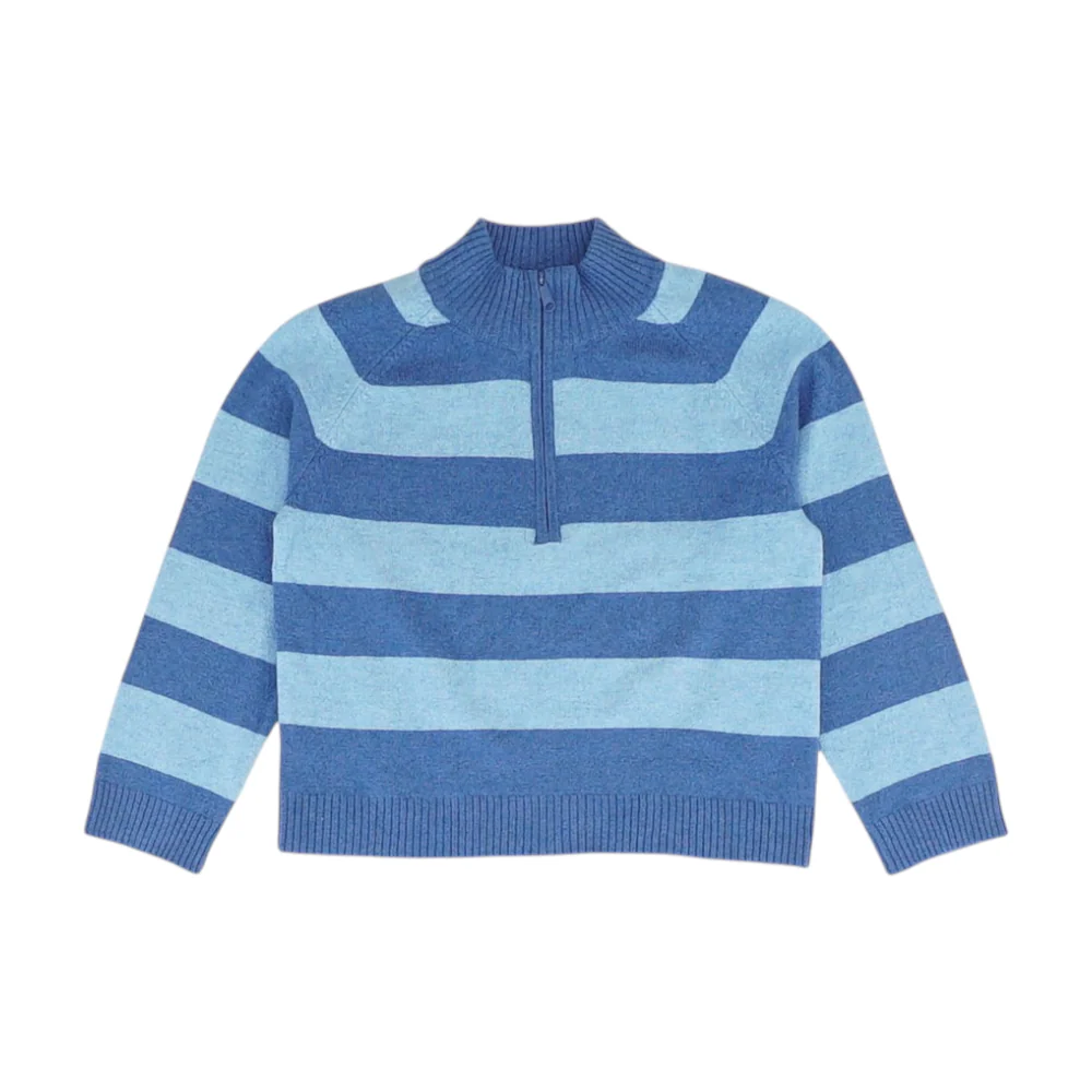 Blue Striped 1/4 Zip Sweater