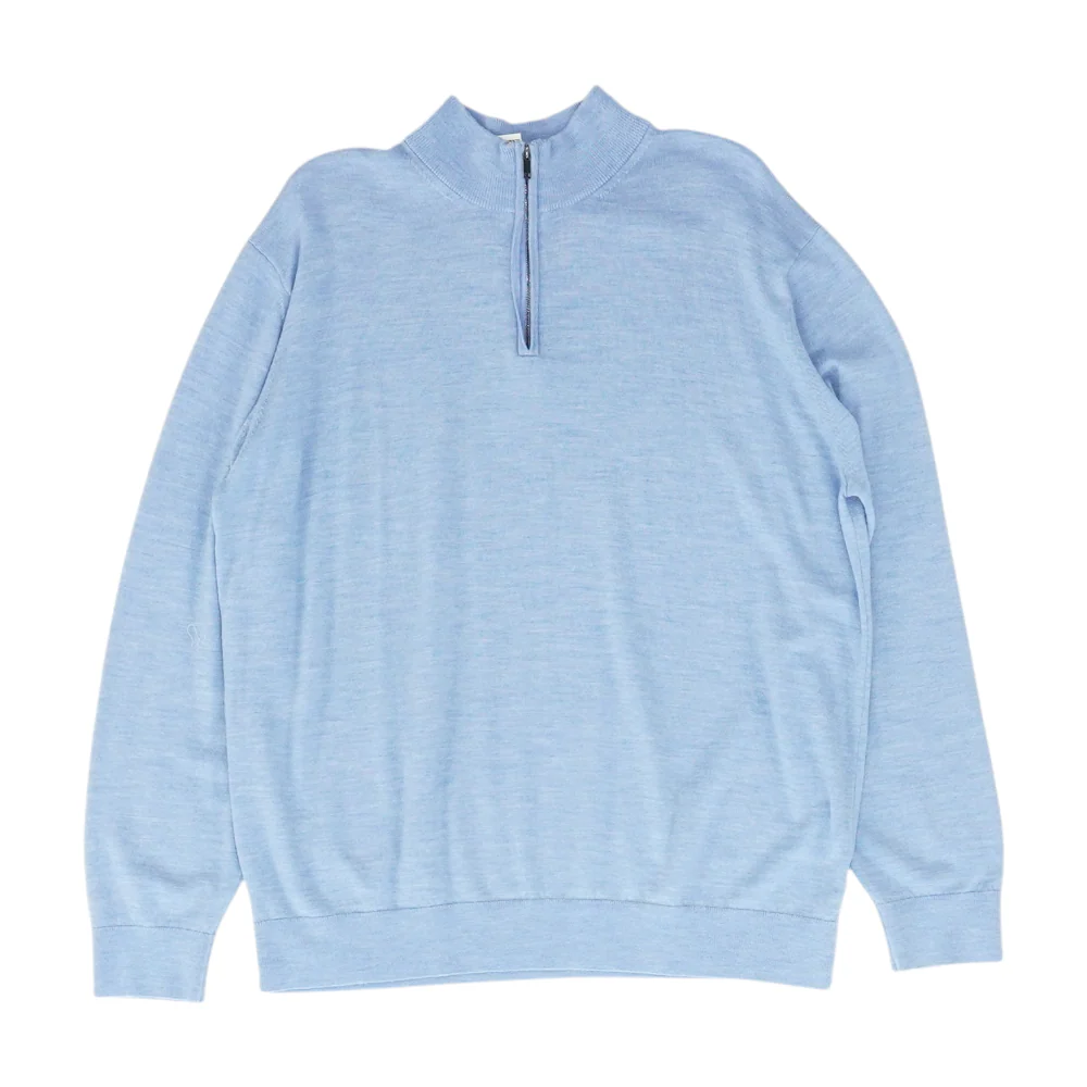 Blue Solid 1/4 Zip Sweater