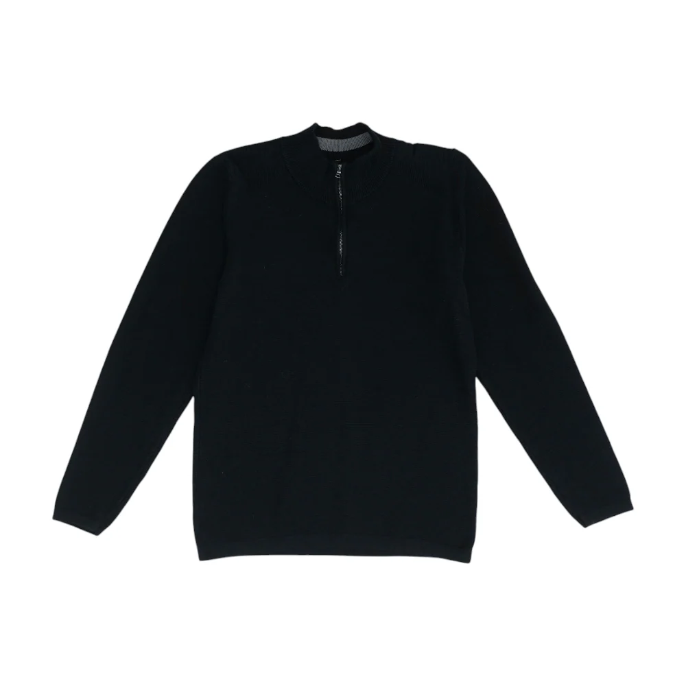 Navy Solid 1/4 Zip Sweater