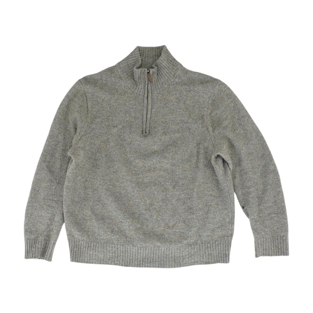 Brown Solid 1/4 Zip Sweater