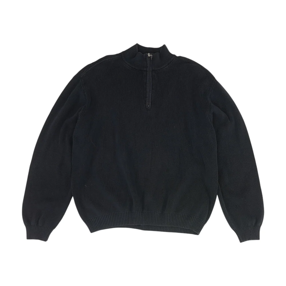Navy Solid 1/4 Zip Sweater