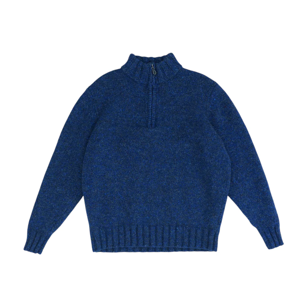Blue Solid 1/4 Zip Sweater