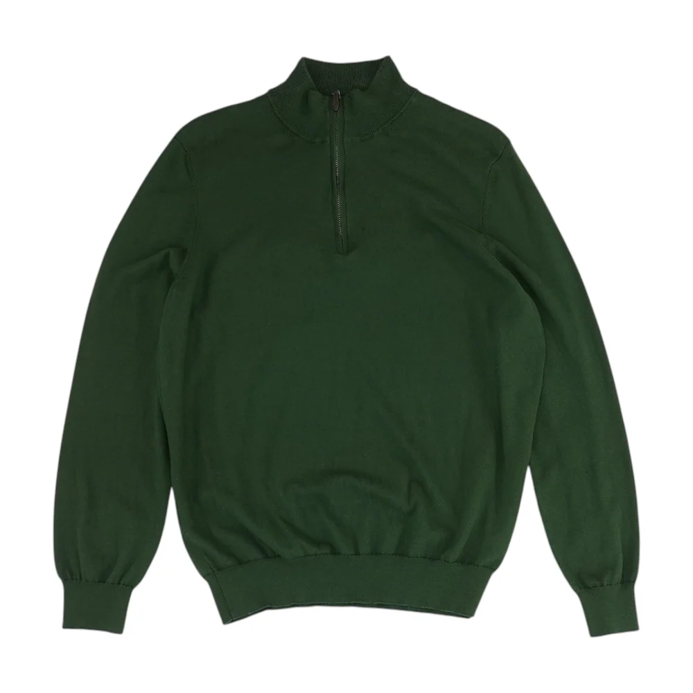 Green Solid 1/4 Zip Sweater