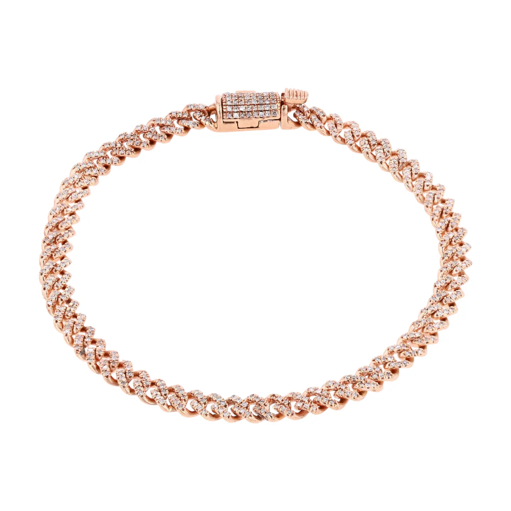 3/4 ctw 10K Rose Gold Diamond Chain Bracelet