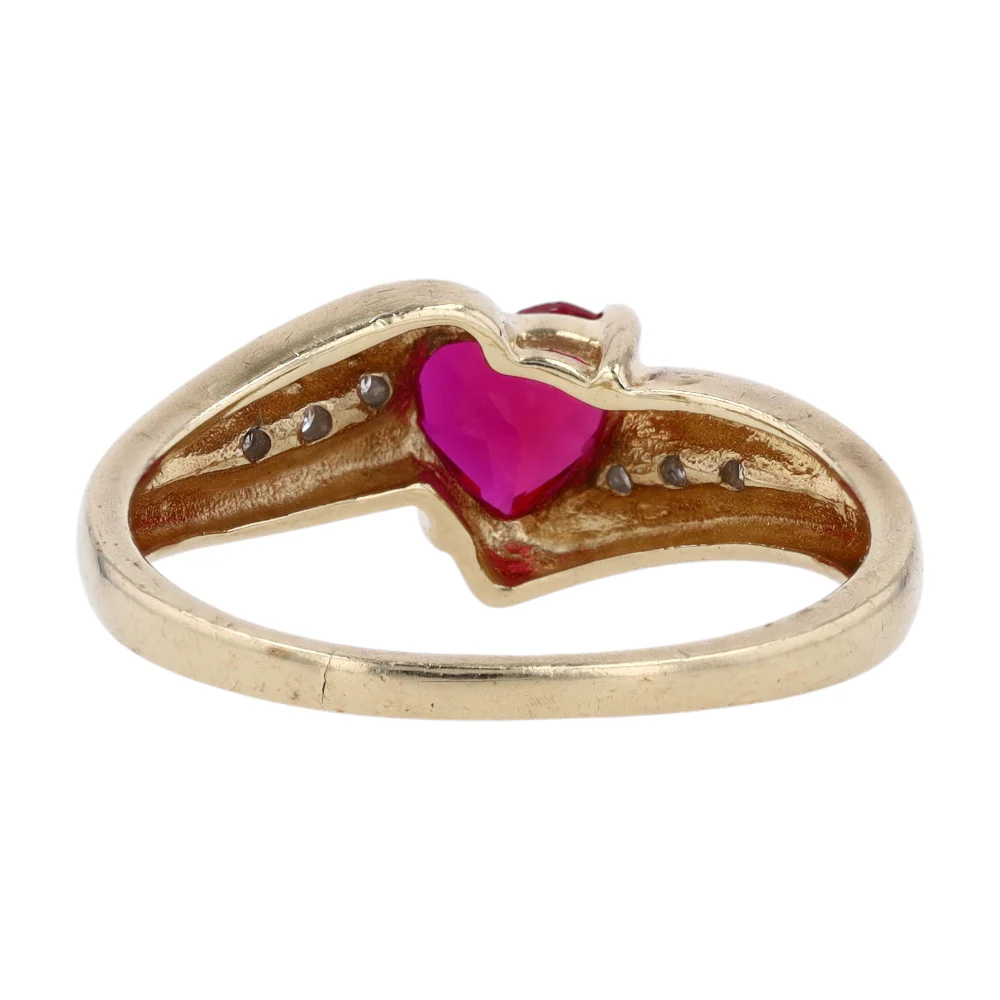 10K Yellow Gold Red Stone Fashion Ring - Image 3