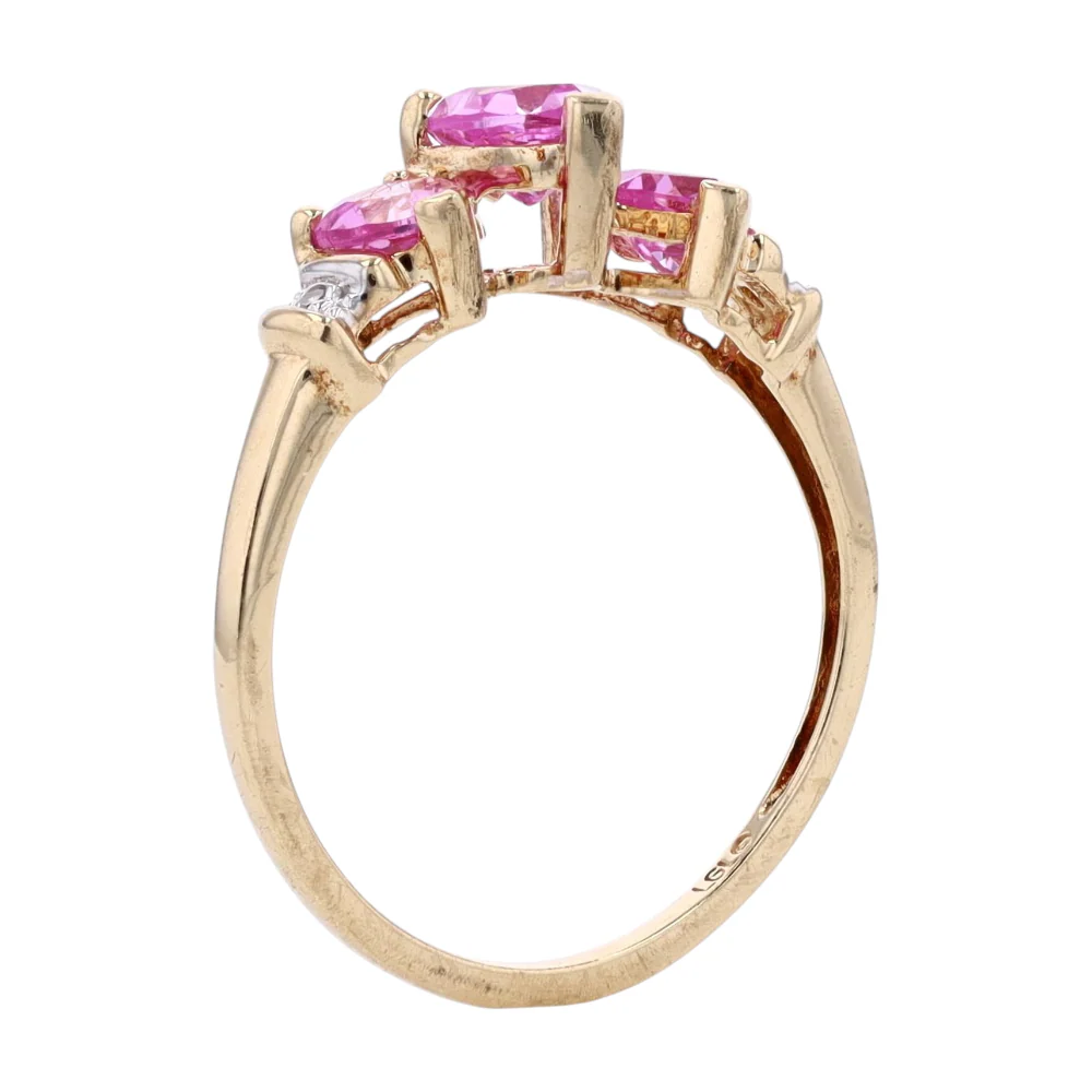 10K White Gold Pink Stone Fashion Ring - Image 5
