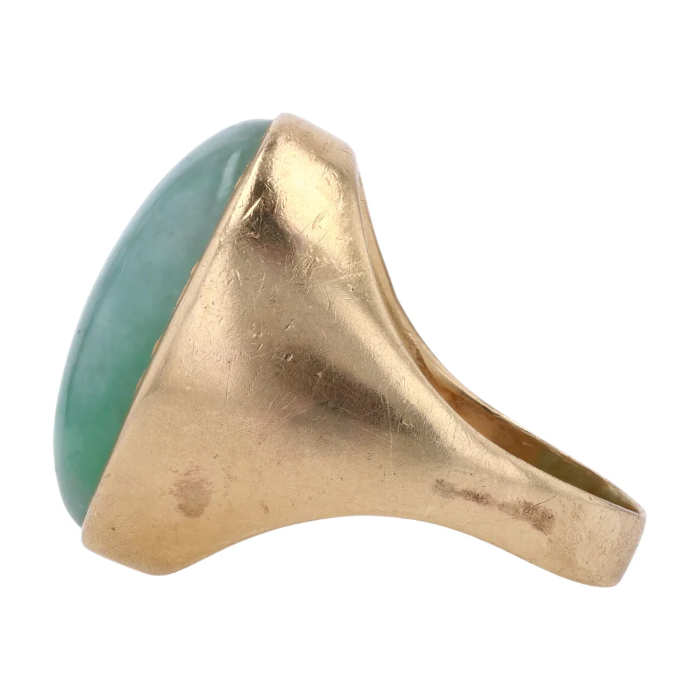 14K Yellow Gold Jade Fashion Ring - Image 2