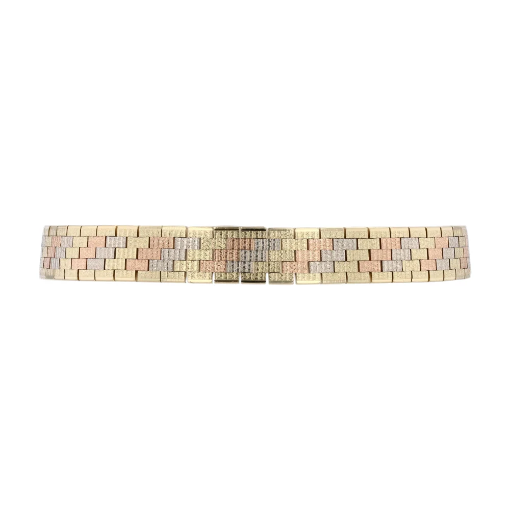 14K Tri-Tone Gold Chain Bracelet