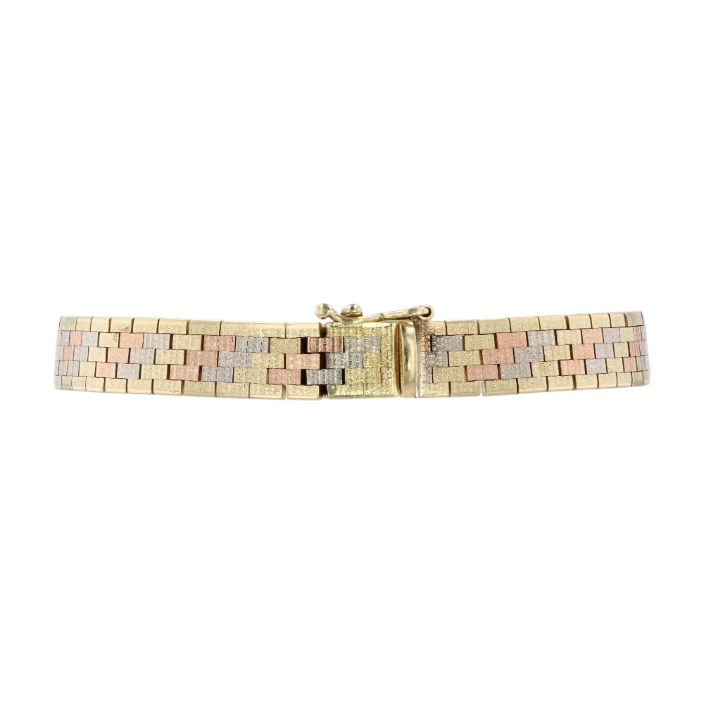 14K Tri-Tone Gold Chain Bracelet - Image 2