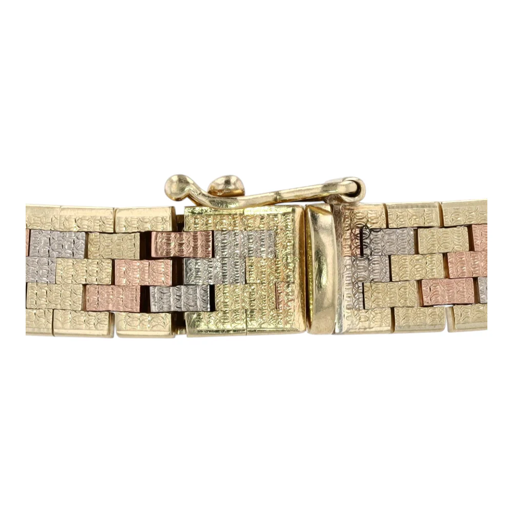 14K Tri-Tone Gold Chain Bracelet - Image 3