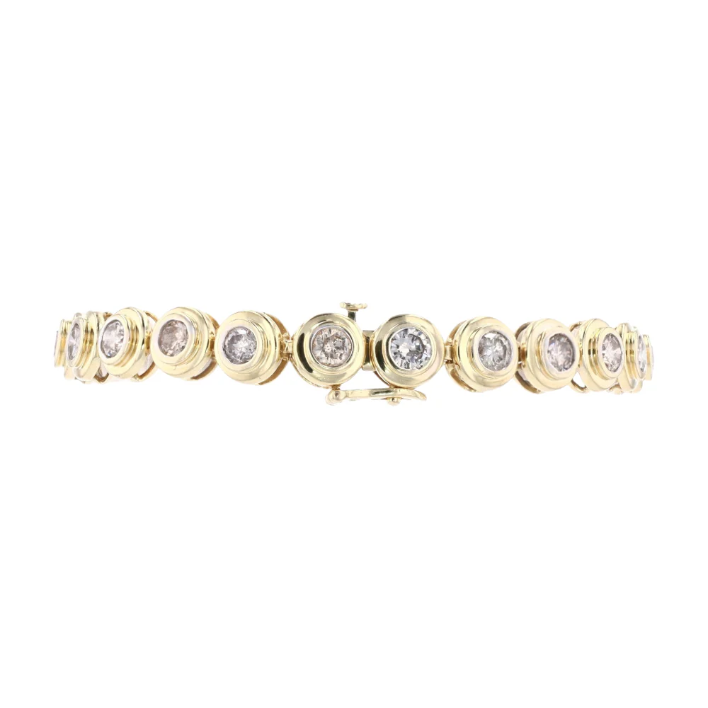 4 ctw 14K Yellow Gold Diamond Tennis Bracelet - Image 2