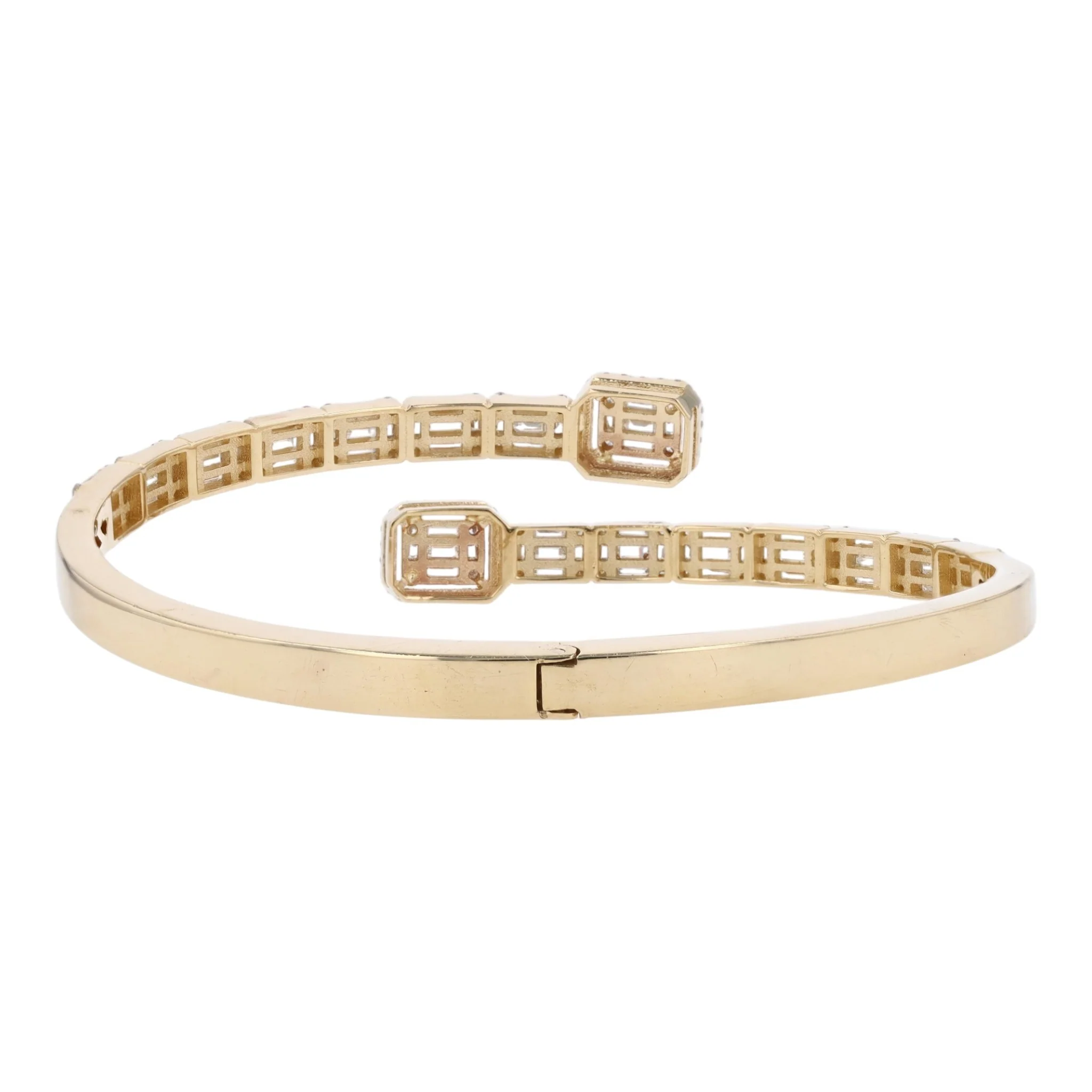 3 ctw 14K Yellow Gold Diamond Cuff Bracelet - Image 2