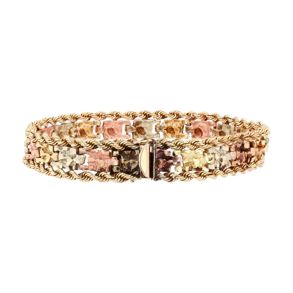 14K Tri-Tone Gold Chain Bracelet - Image 2