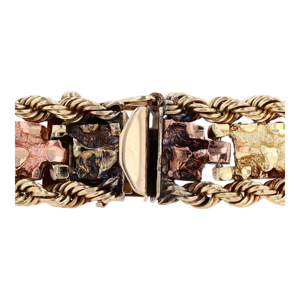 14K Tri-Tone Gold Chain Bracelet - Image 3