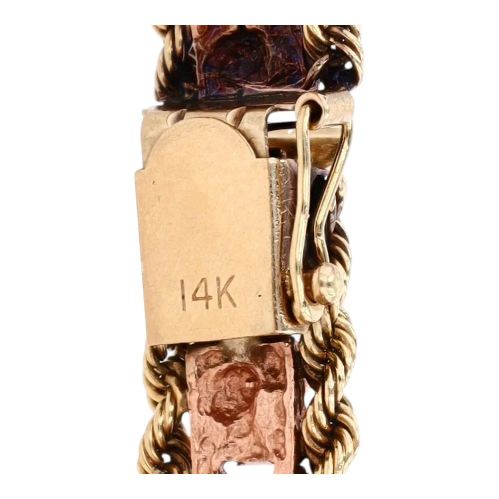 14K Tri-Tone Gold Chain Bracelet - Image 4