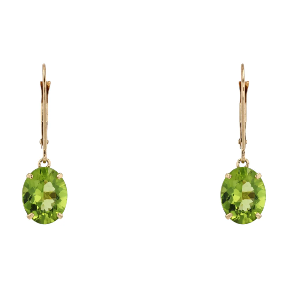 14K Yellow Gold Peridot Dangle Earrings