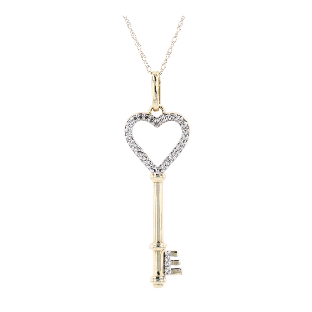 1/10 ctw 14K Yellow Gold Diamond Pendant Necklace - Image 3