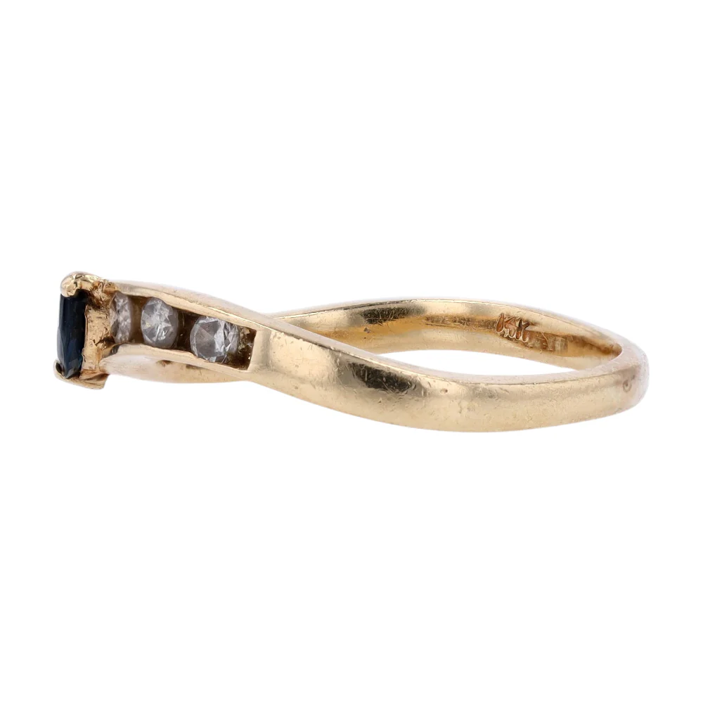 14K Yellow Gold Sapphire Band Ring - Image 2