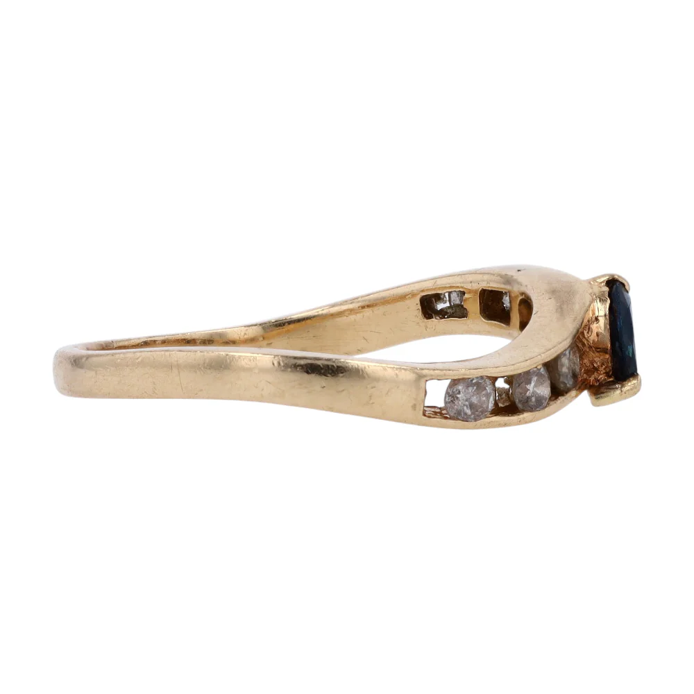 14K Yellow Gold Sapphire Band Ring - Image 4