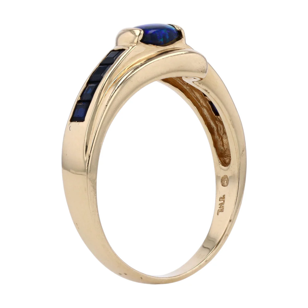 14K Yellow Gold Opal Band Ring - Image 5