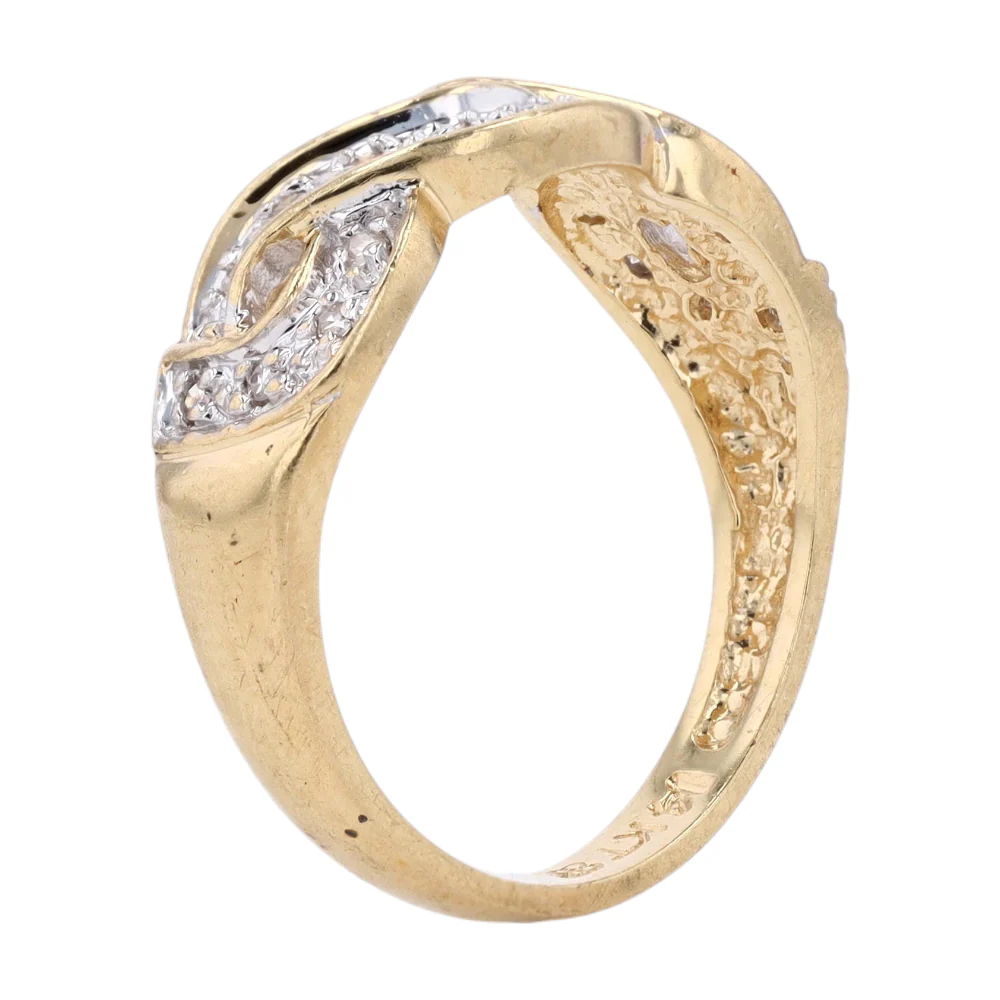 14K Two-Tone Gold Diamond Band Ring - Image 5