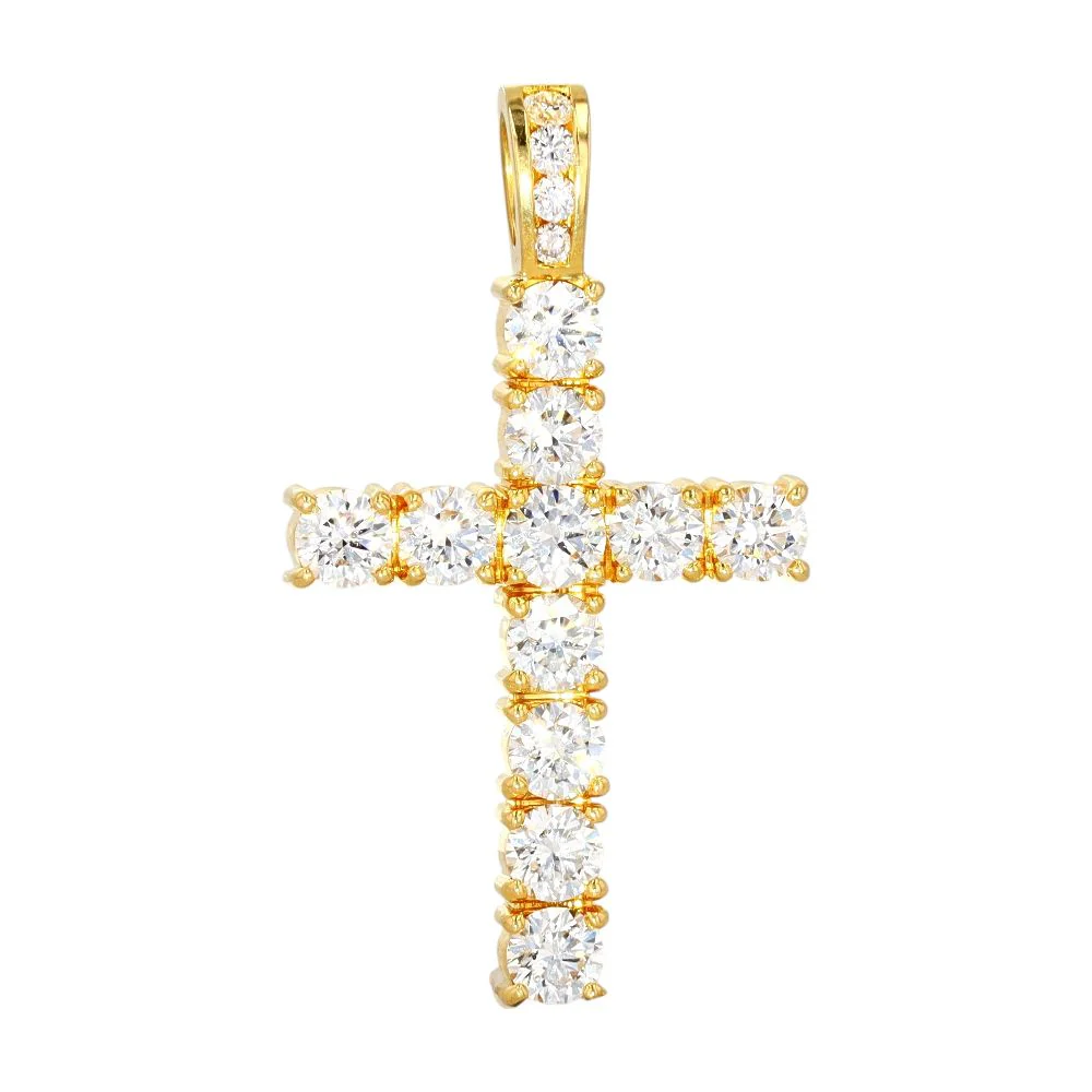 18K Gold Diamond Accented Cross Pendant