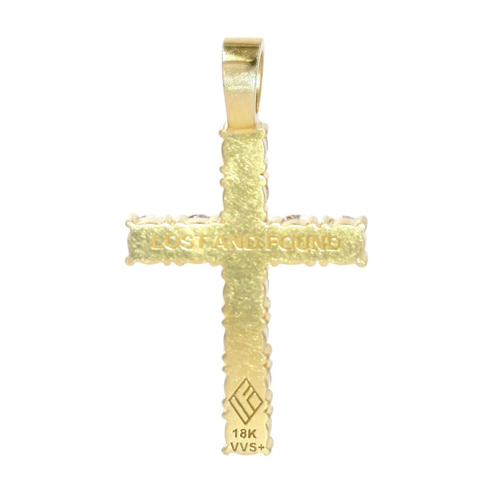 18K Gold Diamond Accented Cross Pendant - Image 2