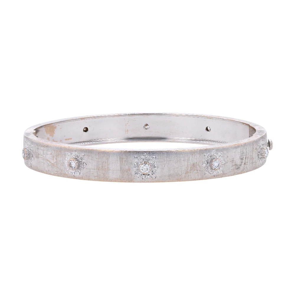 1/2 ctw 18K White Gold Diamond Bangle Bracelet - Image 2