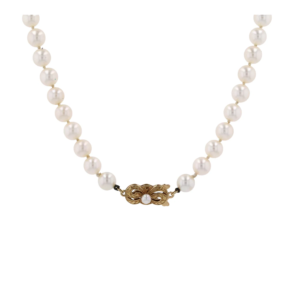 18K Yellow Gold Culturerd Pearl Beaded Necklace - Image 2