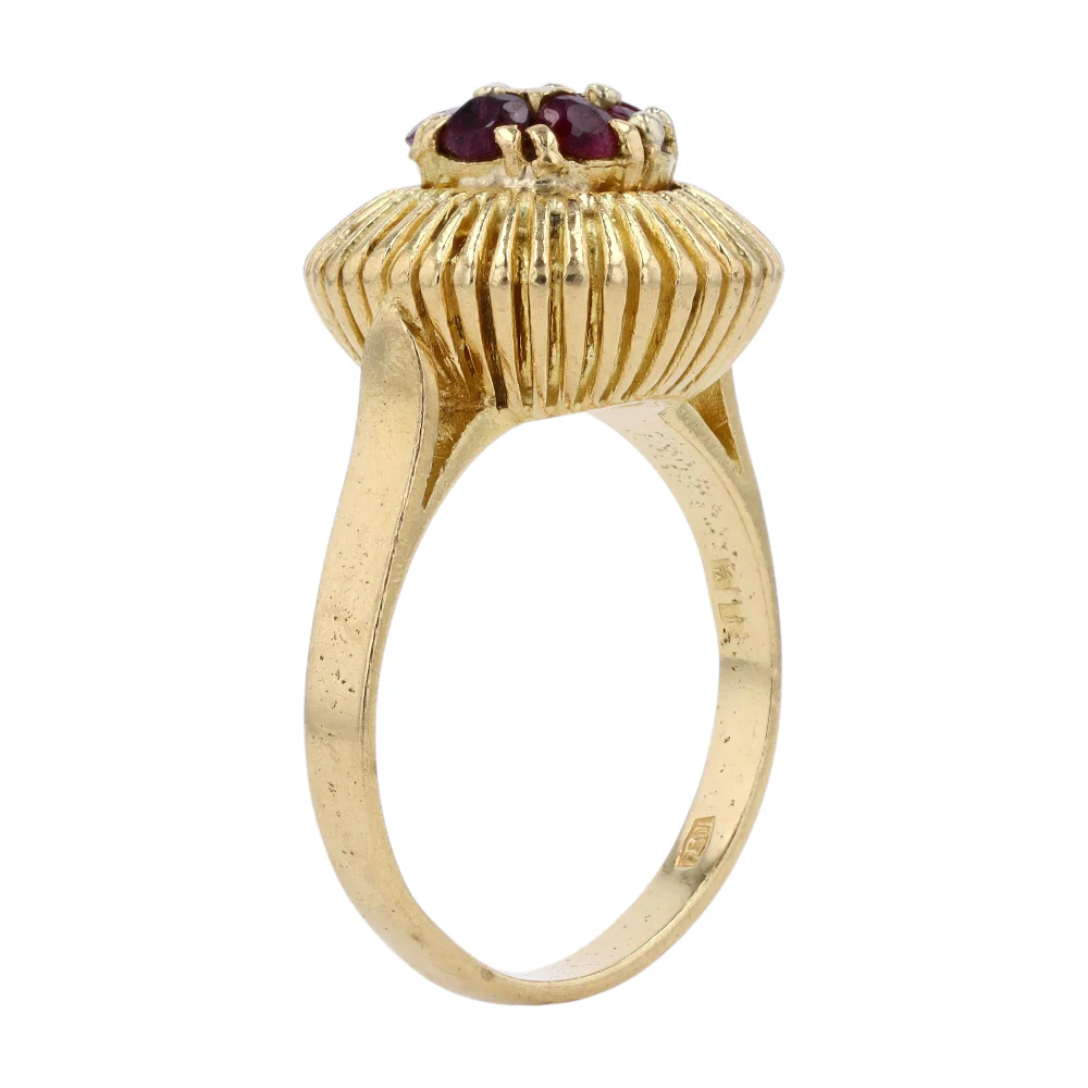 18K Yellow Gold Red Stone Fashion Ring - Image 5