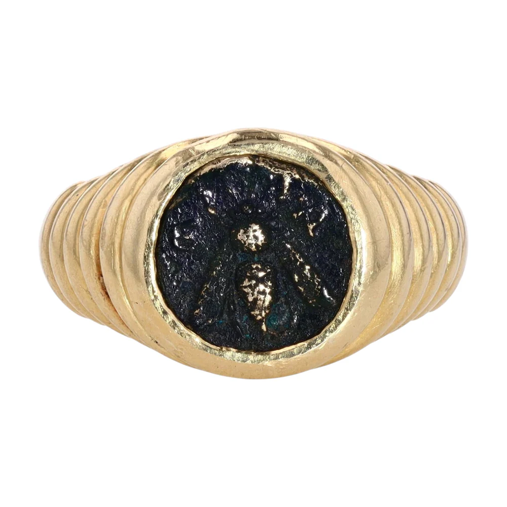 18K Yellow Gold Antique Coin Fashion Ring