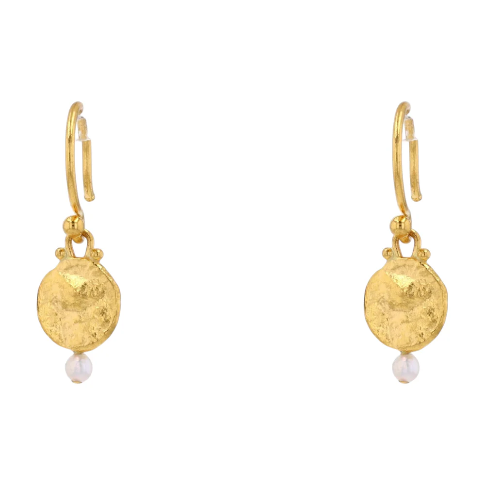 22K Yellow Gold Cultured Pearl Dangle Earrings