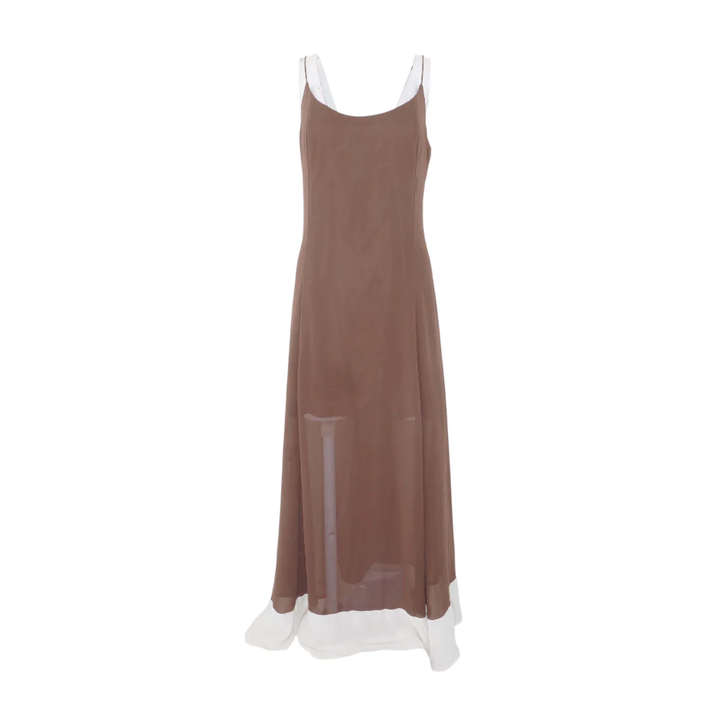 Brown Color Block Maxi Dress