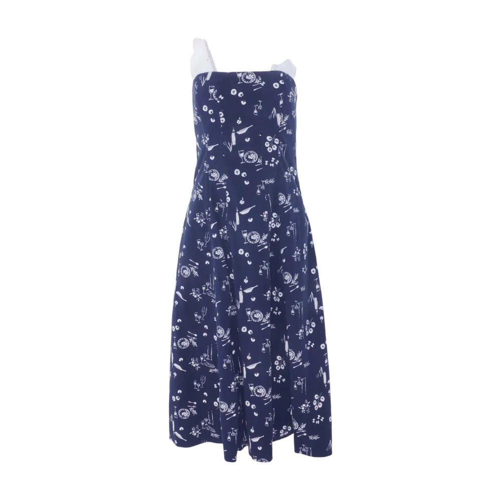 Navy Petite Print Midi Dress