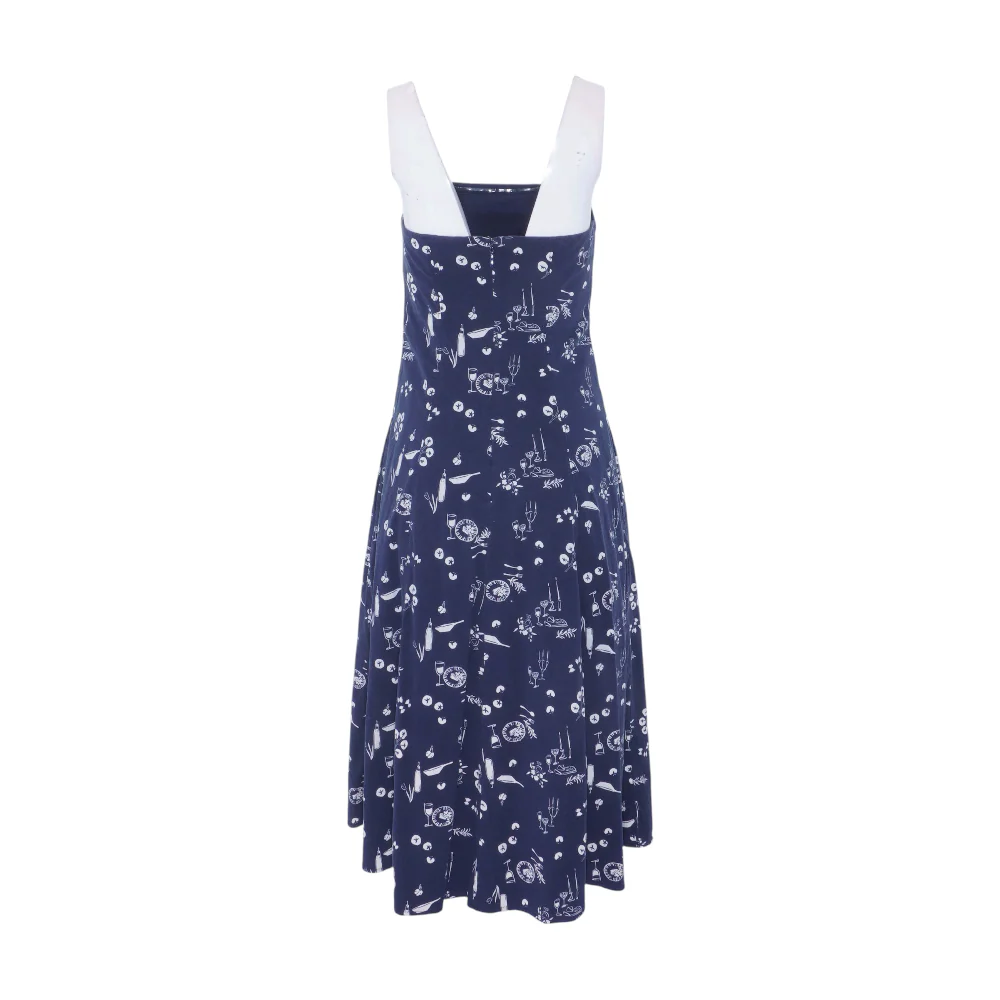 Navy Petite Print Midi Dress - Image 2