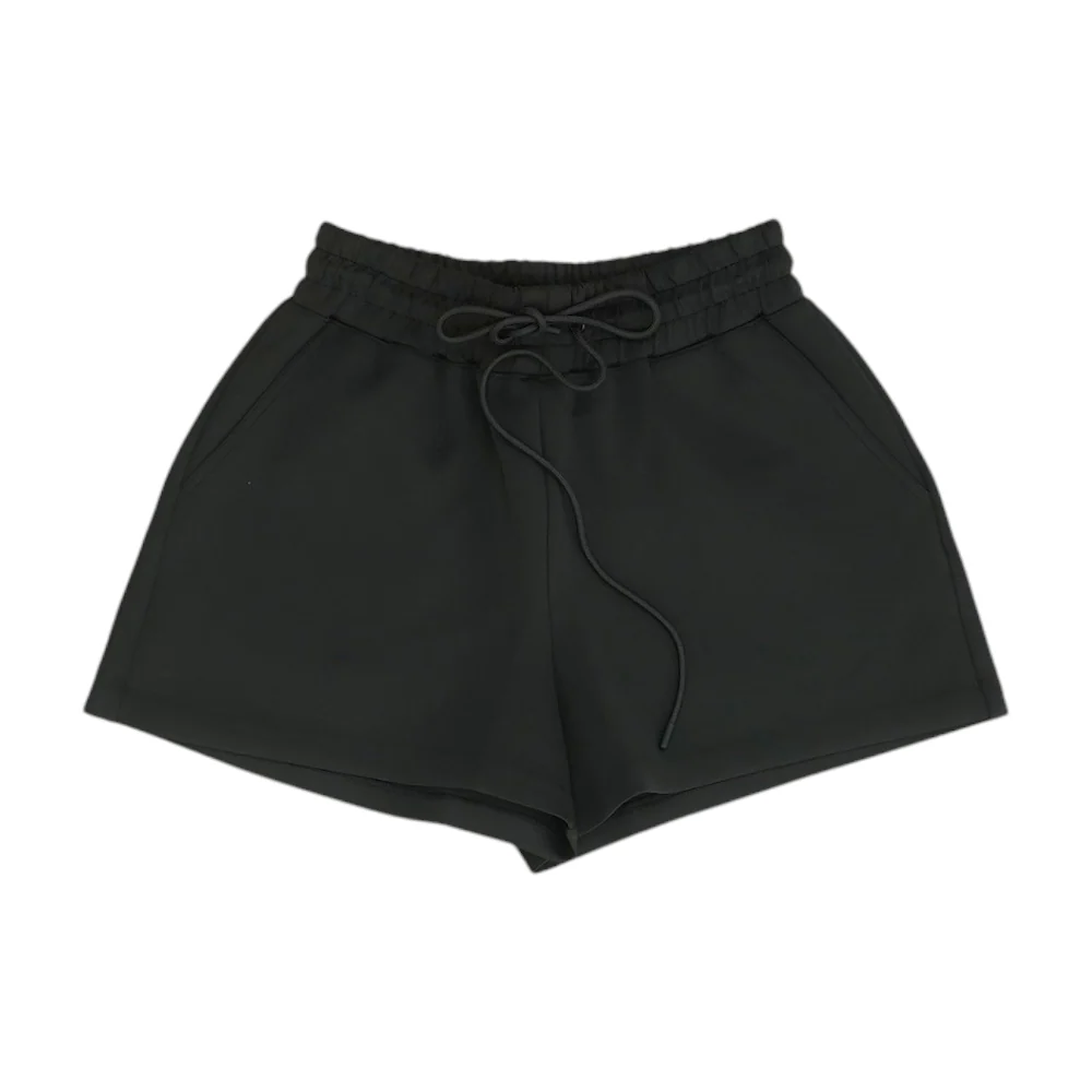 Black Solid Active Shorts