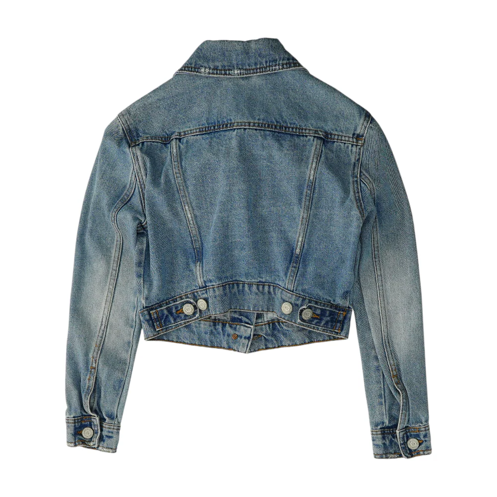 Blue Solid Denim Jacket - Image 2