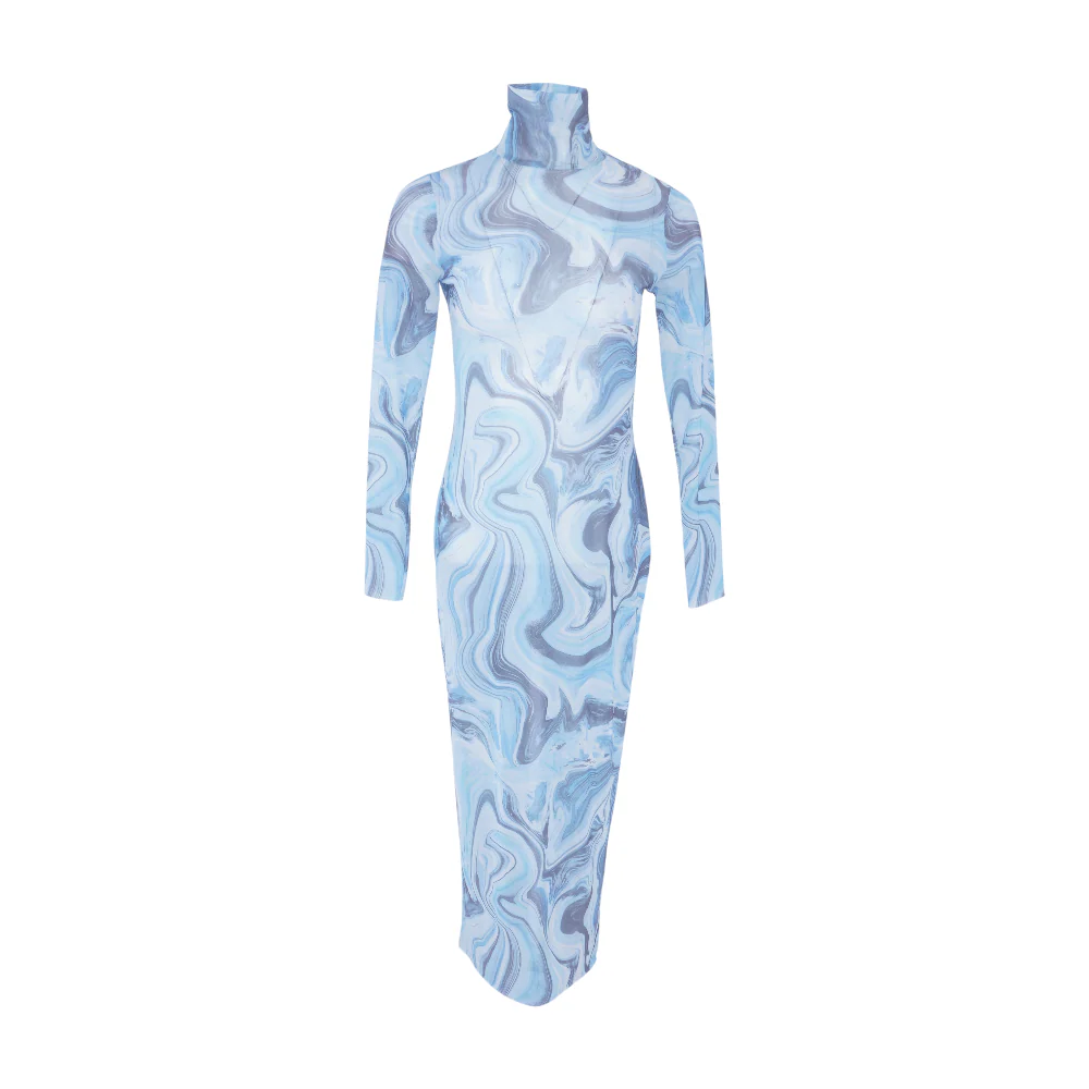 Blue Print Midi Dress