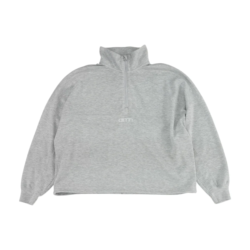 Gray Solid 1/4 Zip Pullover
