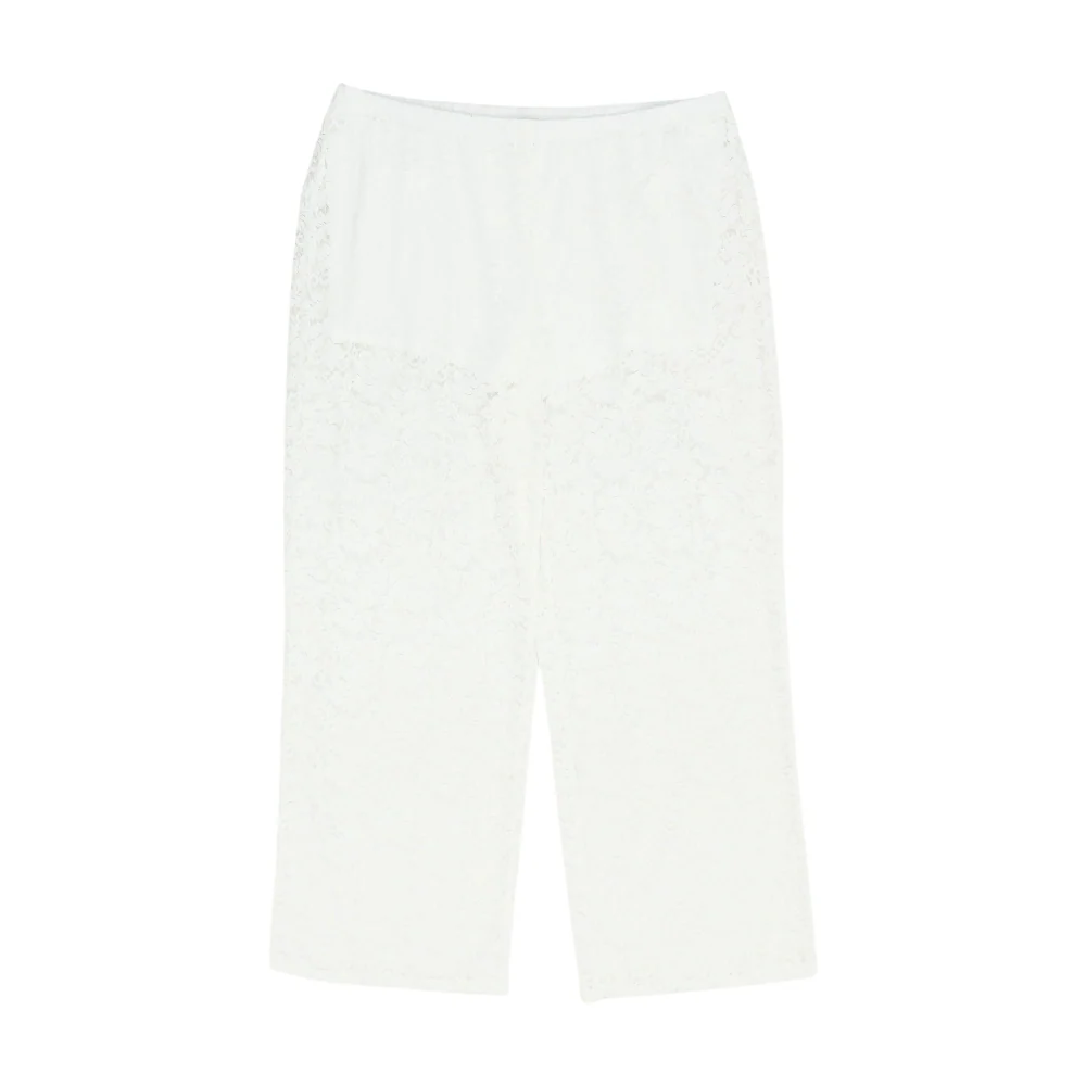 White Plus Floral Wide Leg Pants