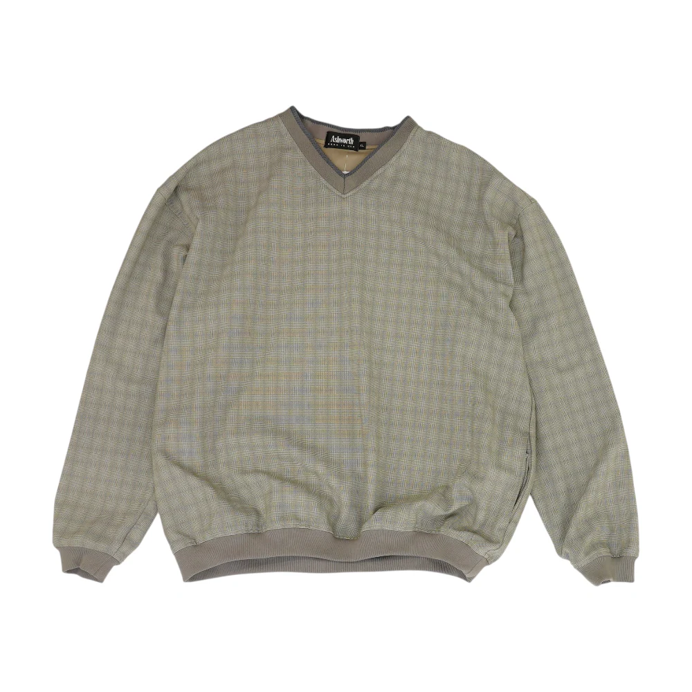 Beige Plaid Sweatshirt Pullover