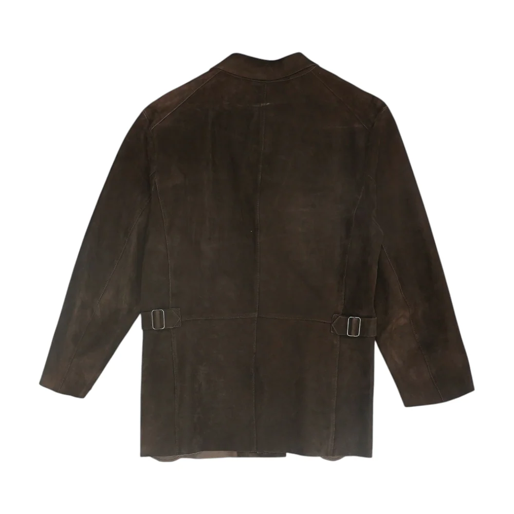 Brown Solid Leather Jacket - Image 2