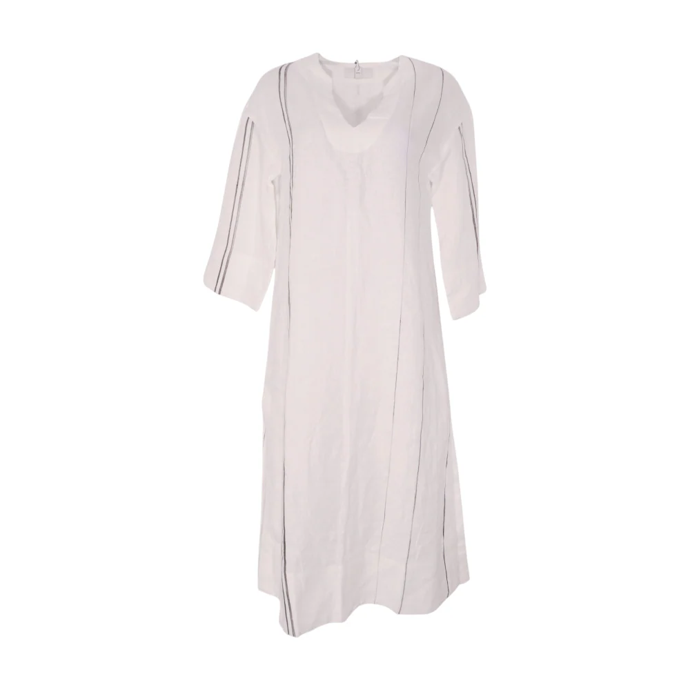 White Petite Striped Midi Dress