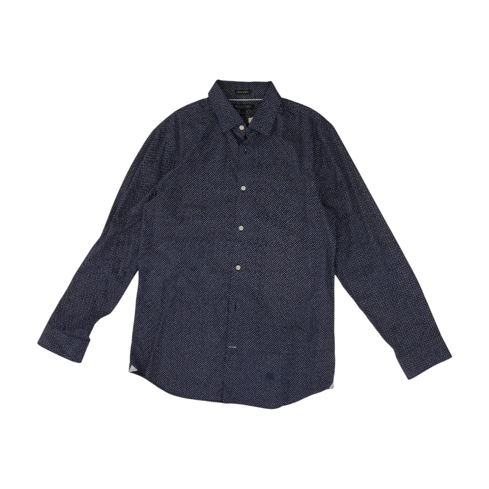 Navy Print Long Sleeve Button Down