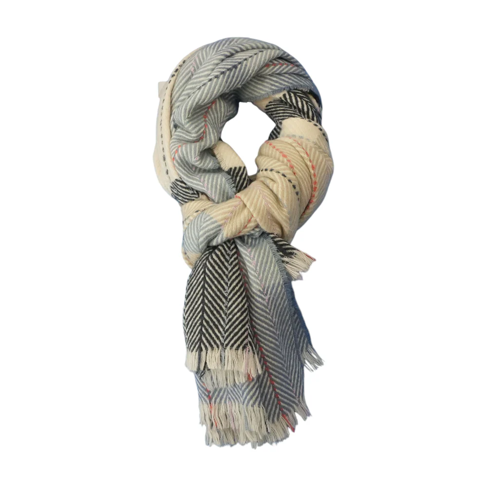 Beige Striped Scarf