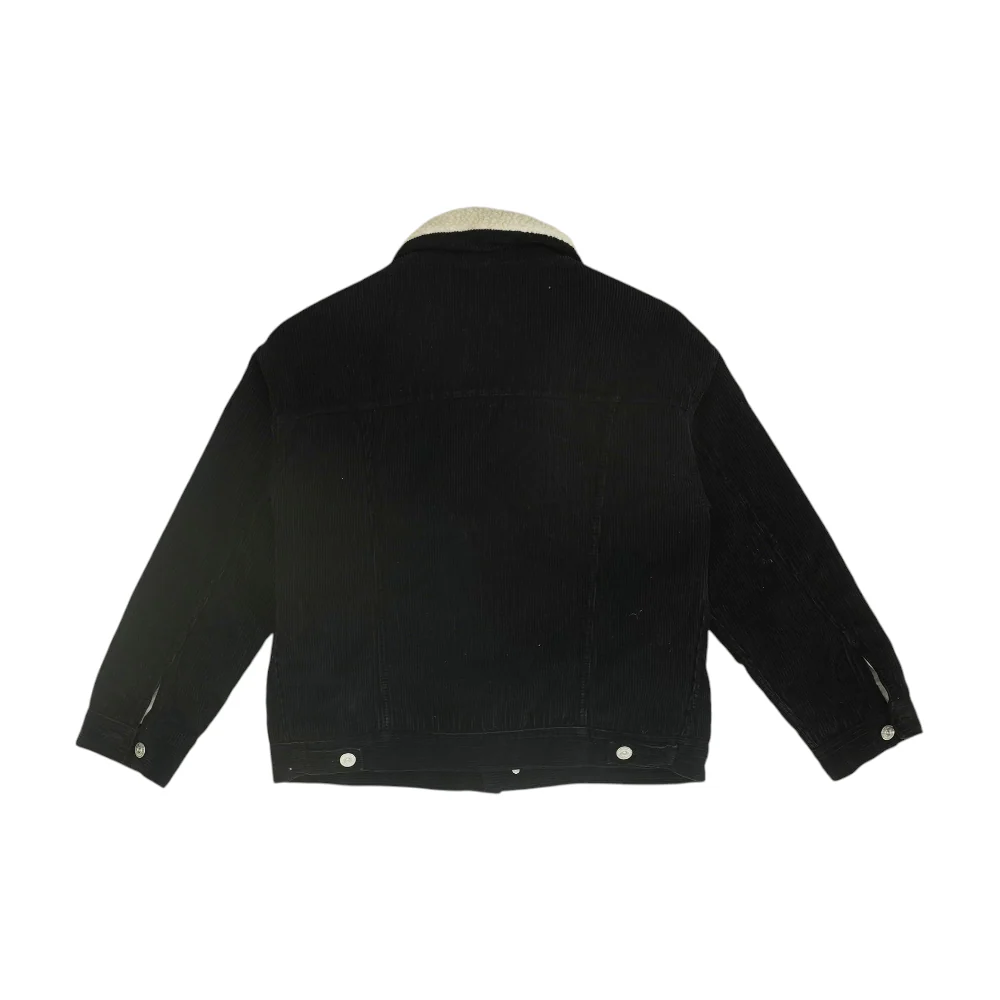Black Solid Denim Jacket - Image 2