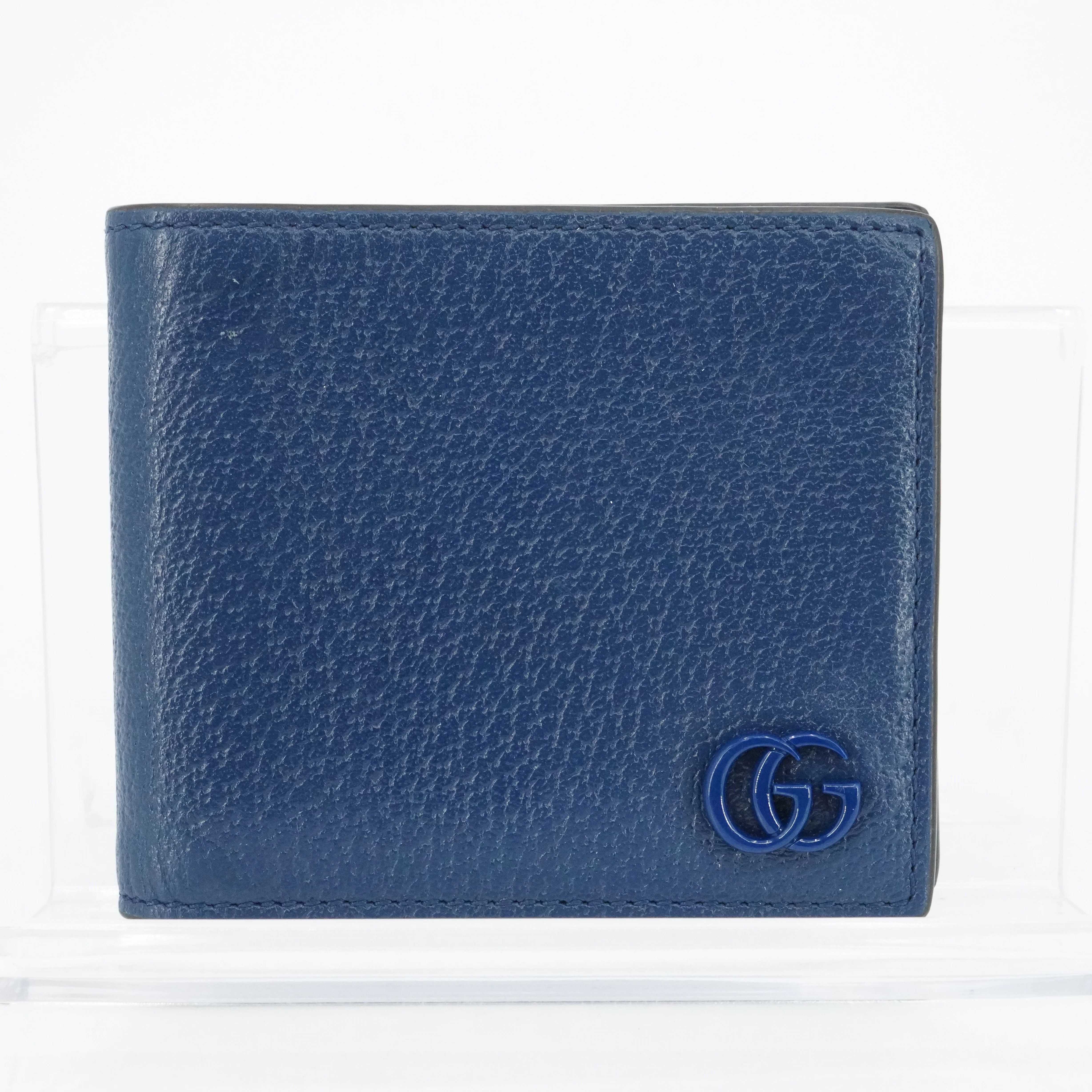 Blue GG Marmont Bi-Fold Card Case Wallet