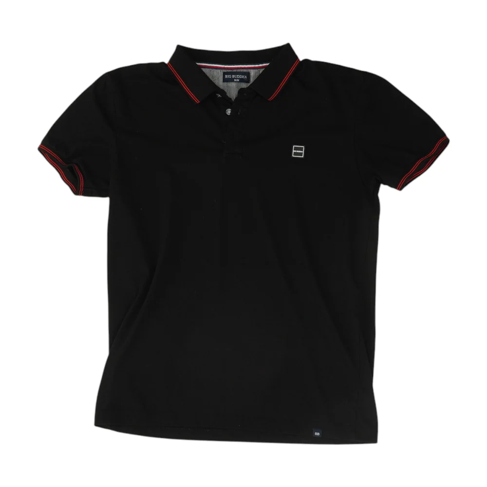Black Solid Short Sleeve Polo