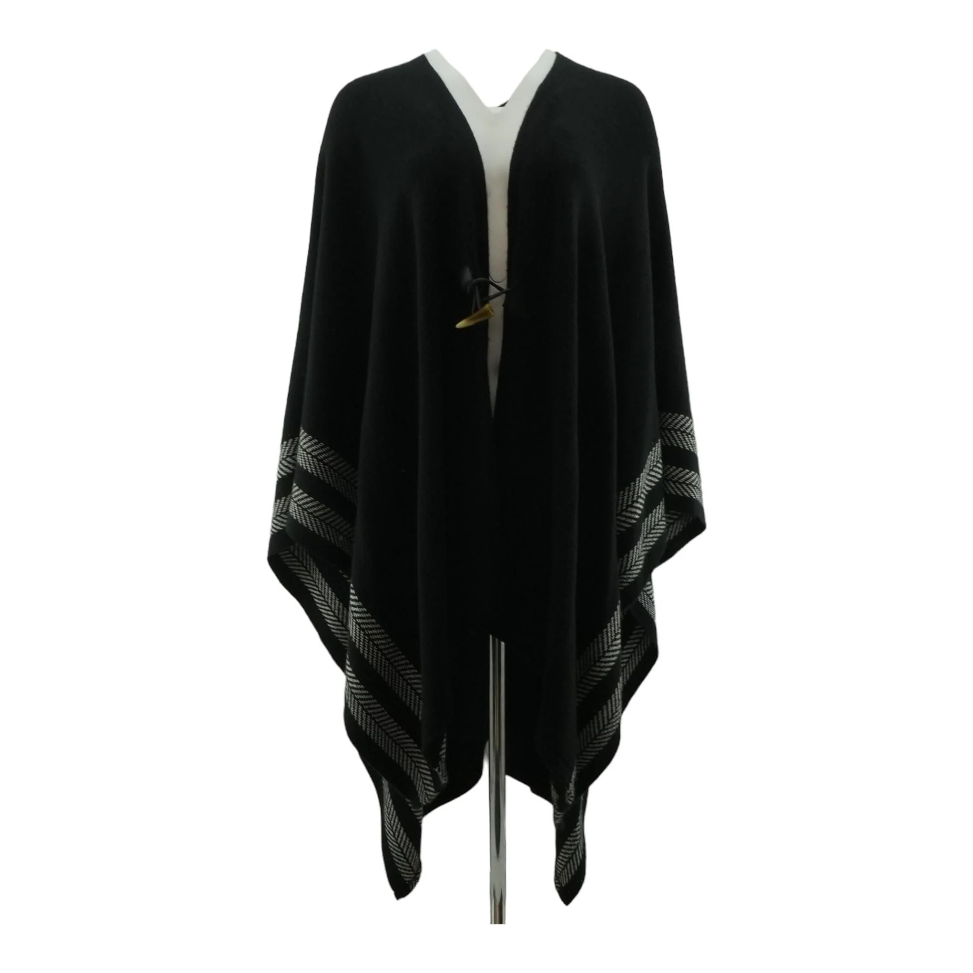 Black Striped Cape Sweater