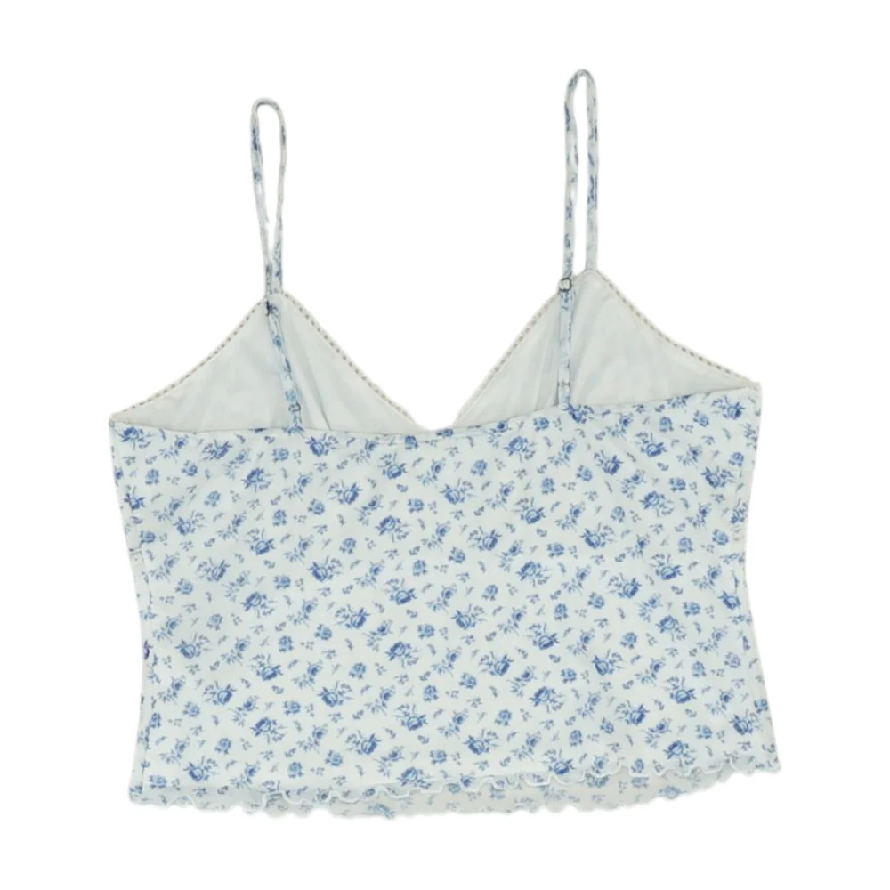 White Floral Cropped Blouse - Image 2